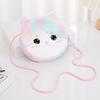 Bolso bandolera de hombro para niña con diseño de gato de peluche de colores, personalizado, de gran capacidad y con diseño creativo.