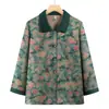 Nueva colección de primavera y otoño: Top cárdigan estilo chino con cuello para madres, camisa casual de manga larga holgada con estampado, diseñado para mujeres de mediana edad y mayores