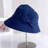 Chapéu de Balde Elegante Estilo Japonês com Laço Duplo para Mulheres, Novo Outono Respirável com Tecido de Proteção Solar Tendência
