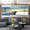 Pintura decorativa de lujo y luz para sala de estar, pintura colgante, fondo de sofá atmosférico, murales de pared, tríptico costero, pintura decorativa superpuesta