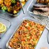 Plato rectangular de vidrio para hornear Plato para verduras Casero Creativo Plato para pescado al vapor Plato para la cena Plato para platos Estilo Ins Nórdico Bandeja para comida occidental