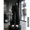 Jeans de alta calle americana de mezclilla cruda negra con estampado 3D, deconstruidos, de alta resistencia, con corte curvo, para hombre y mujer, pantalones de pierna ancha holgados tipo guadaña
