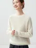 Nuevo suéter grueso 100% cachemira pura 2026 para mujer, cuello redondo, diseño calado, manga larga, estilo jersey, capa base de punto