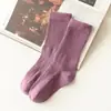 Calcetines Infantiles de Algodón de Fibra Larga en Stock, de Media Pantorrilla con Borde Acanalado, Color Sólido, Cómodos Calcetines Holgados, Calcetines Infantiles para Todas las Estaciones