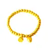 Pulsera Tradicional de Loto Estilo Antiguo para Mujer, Imitación Oro de 24 Quilates, Popular en Redes Sociales, Pulsera de Loto Corazón Loto de Arena Dorada