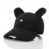 Boné de Baseball de Pelúcia de Orelhas de Coelho e Cordeiro para Mulheres no Outono e Inverno, Chapéu Pequeno Quente e que Valoriza o Rosto, Boné de Aba Estilo Coreano Fofo para Meninas Doces