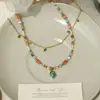 "Isla Coral del Atardecer" Collar en Capas Estilo Bohemio Cadena de Clavícula de Alta Gama Diseño de Nicho Nuevo Modelo 2026