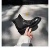 Versión de Piel de Vaca del Mismo Estilo, Botines Plisados de Piel de Caballo Lavada, Botines Elásticos de Tacón Grueso y Suela Gruesa, Botines Chelsea Cortos para Mujer, Otoño e Invierno
