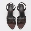 Sandalias de Tacón de Aguja Abiertas Estilo Retro Francés para Mujer, Zapatos Elegantes de Tacón Alto para Verano, Suministro Directo de Fábricas de Comercio Exterior