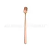 Cuchara Cuadrada de Acero Inoxidable Cuchara de Postre Cuchara para Revolver Café Mango Largo Cuchara para Hielo Cuchara Medidora de Polvo Medicinal Cuchara Dorada para Taza de Regalo
