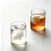 Taza de té de vidrio transparente con veta vertical, alta resistencia al calor de borosilicato, taza de leche, taza de latte, alto valor de color, taza de agua de moda para redes sociales, ins