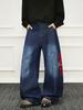 Jeans de Diseño con Bordado Digital de Estrella Americana de Otoño 2025, Estilo Callejero Casual, Pantalones de Pierna Ancha para Hombre