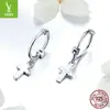 Charm de plata joyería de comercio exterior nuevos pendientes de cruz para mujer moda europea y americana pendientes de moda chapados en platino de plata de ley 925