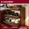 Estante para tazas de madera maciza, estante de rejilla, estante para tazas de agua, gabinete para tazas de té, estante de exhibición para café, almacenamiento de tazas de rejilla de madera, estante de almacenamiento multicapa