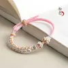 Pulsera Flor de Durazno para Mujer Cuerda Roja Cuerda Hecha a Mano Nudo Flor de Durazno Hilo Cuentas de Transferencia Doradas Pulsera de Joyería DIY Cuerda