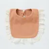 Baberos para bebé de algodón puro, aptos para niños y niñas, con borde de encaje, absorbentes, algodón puro Clase A, en stock