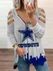 Deseo AliExpress ebye Verano Nuevo Manga Corta Sexy Escote Bajo Cremallera Pentagrama Estampado Correa Camiseta 307