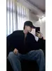 Sudadera de punto gofre con media cremallera transfronteriza para hombre, de alta gama, corte limpio, estilo americano de alta calle, camiseta de manga larga básica