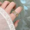 Anel de diamante com zircônia galvanizada em ouro verdadeiro, anel de dedo feminino moderno e antigo, joia de luxo de alta qualidade