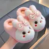 Chinelos de Algodão Infantis Inverno Meninos Meninas Quentes Pelúcia Veludo Coelho Pelo Casa Pai-Filho Fofo Criança Pequena Bebê Sapatos de Algodão