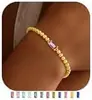 Pulseira de Contas Transfronteiriça, Pulseira de Pedra de Nascimento da Moda para Mulheres, Pulseira Simples de Contas com Pedra de Nascimento de Dezembro, Primeira Pulseira Versátil