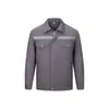 Roupa de trabalho masculina personalizada para primavera e outono, manga longa, poliéster-algodão, terno superior, resistente ao desgaste e à sujeira, vestuário de proteção do trabalho refletivo para canteiros de obras