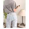 Camiseta Simples de Manga Curta com Estampa de Letras Coreanas Brancas para Mulheres Verão 2025 Novo Top Solto Tendência Ins