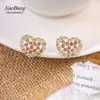 Pendientes Coreanos Rosas Huecos con Forma de Corazón y Diamantes, Dulces y Lindos, Modernos y Elegantes, Pequeños y Sencillos, Pendientes Versátiles