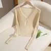 Primavera y Verano Nuevo Chal Delgado para Usar Ropa de Protección Solar de Manga Larga Corta Chaqueta con Cierre de Un Botón Cárdigan de Punto para Mujer