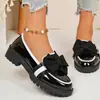 Comercio Electrónico Transfronterizo Tallas Grandes 2027 Zapatos Individuales de Caña Baja con Lazo Estilo Británico Moda Femenina Punta Redonda Casual Mocasines de Suela Gruesa
