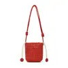Bolso de cubo tejido nuevo hecho a mano, bolso cruzado de cordón estilo francés de verano, bolso de hombro casual calado para mujer