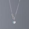 Collar Ailuoqi de Plata S925 con Colgante de Corazón de Nácar y Símbolo de Infinito Cadena Dulce para Clavícula D9211