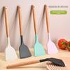 Promoção quente da Amazon espátula de silicone macio com cabo de madeira grau alimentício resistente a altas temperaturas antiaderente utensílios de cozinha atacado