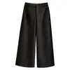 Calça de Lã Wide Leg da Moda Feminina Outono Inverno 2026 Nova Grossa Cintura Alta Cobre o Quadril Casual Calça Solta com Caimento Cropped