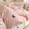 Set de cuatro piezas de algodón de dibujos animados Algodón Ropa de cama linda para niños Dormitorio de estudiantes Funda de edredón Sábana Bajera Juego de tres piezas Grasa de cama