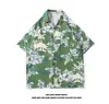 Camisa Floral de Moda 2024 Estilo Hong Kong Unisex Corte Holgado Elegante Diseño de Camisa Retro Tailandés Manga Corta En Stock