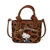 Bolsa de Palha Retro Estampa de Leopardo Frutas Feminina Mini Nicho Gato Fofo Xadrez Ombro Único Transversal Bolsa Infantil Tendência