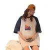 Camiseta Manga Curta Caranguejo Wubi Feminina Solta Estilo Coreano Estudante College Top Moda Roupa de Melhor Amiga Chegada Nova de Verão Camada Base