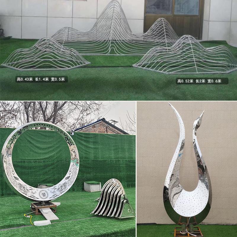 镜面不锈钢假山摆件