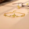 Pulseira Borboleta Laser com Contas Redondas Feminina 2024 Nova Moda Elegante Luxo Leve Nicho Exquisito Simples Joia de Alto Padrão