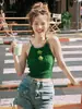 Camisola Hermosa Pequeña Verde Chic para Mujer Ropa Exterior de Verano Pequeña Corta Spice Girls Top Halter