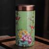 Tarro de cerámica para té, con adornos artesanales de color esmaltado, para almacenar té negro Pu'er, resistente a la humedad, de tamaño pequeño para el hogar.