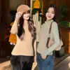 Camiseta Base de Gola Meia-Alta Derong para Mulheres, Outono e Inverno, Forrada com Fleece e Espessada, Gola Alta com Meio Zíper, Top Térmico Quente, Camiseta de Manga Longa com Corte Justo
