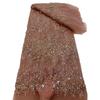 Encaje Europeo y Americano Hecho a Mano Cuentas Tejido de Industria Pesada Vestido de Novia Vestido de Noche Tela Bordada Lentejuelas Cuentas Tubo Malla Bordada