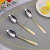 Colher de Aço Inoxidável Titânio Banhada a Ouro 6 Peças Colher Colher para Mexer Café Colher Doméstica Colher Comida Jieyang Fabricante de Talheres
