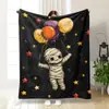 Bestseller transfronterizo de Amazon: Manta de franela con estampados de alce, bruja y calabaza para doble festividad, sofá, fiesta de Navidad