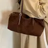 Bolsa Tote para o Trabalho Coreana Outono Inverno Camurça Veludo Novo 2026 Sensação Ombro Único Bolsa de Moda Japonesa de Mão Feminina Grande Capacidade