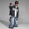 Terno de hip-hop para meninas, jeans solto, manga curta, para meninos, infantil, hip-hop, performance, hip-hop, moda infantil, roupas