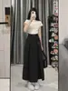 Falda de patinaje con forma de pera para mujer en otoño e invierno, para chicas con sobrepeso mm, cintura alta, aspecto adelgazante, cubre cadera, falda larga línea A, traje, falda plisada