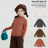 Camada Base Listrada de Bolinhas de Arroz Pegajoso Senlingji para Meninas, Camiseta Interna de Manga Longa com Gola Alta para Outono e Inverno
